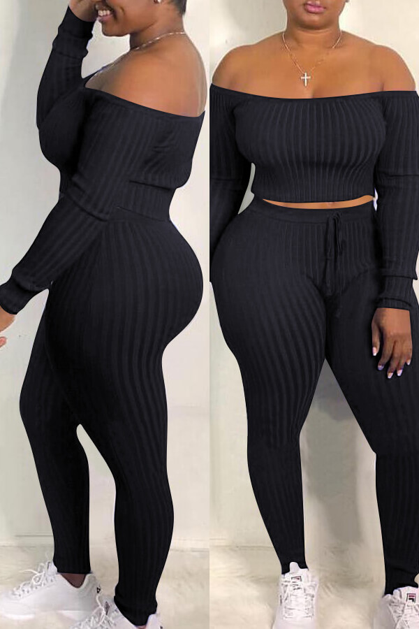 

LW Striped Printed Pants Set, Black