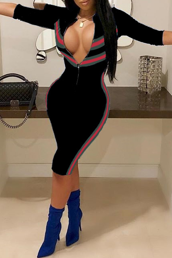 

Lovely Sexy Zipper Design Skinny Black One-piece Rompers
