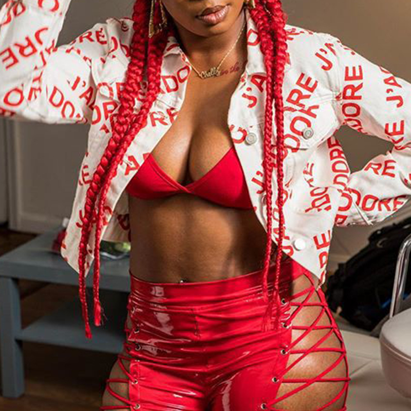 

Lovely Casual Letters Printed White Jacket