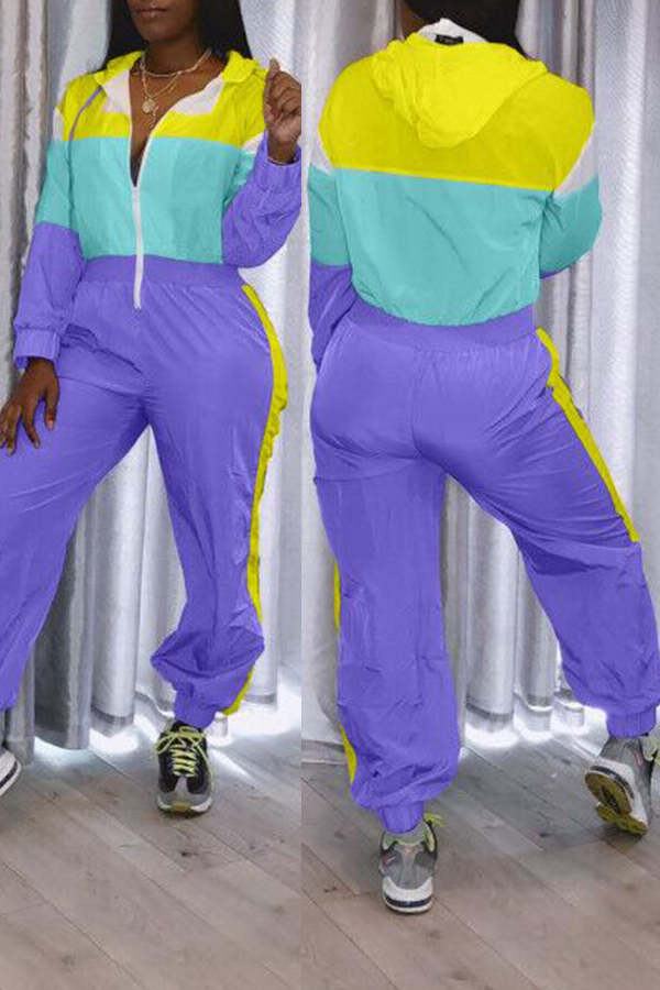 

Lovely Casual Patchwork Loose Light Purple One-piece Jumpsuit