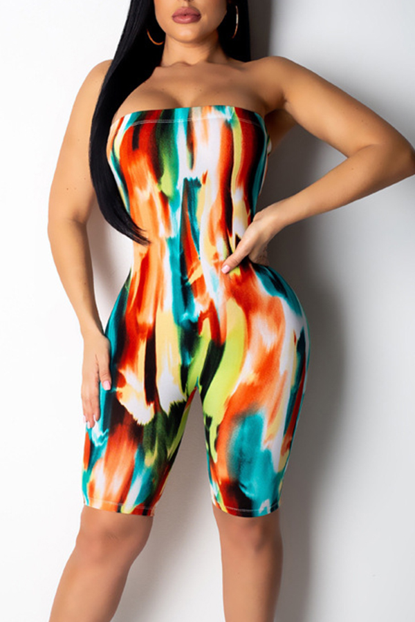 

Lovely Qmilch Sexy Print Skinny Yes(Elastic) Rompers