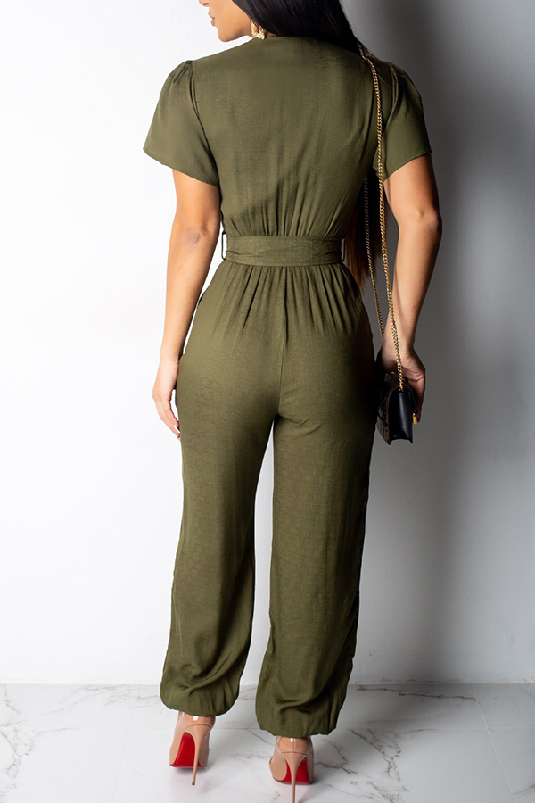 green denim jumpsuit