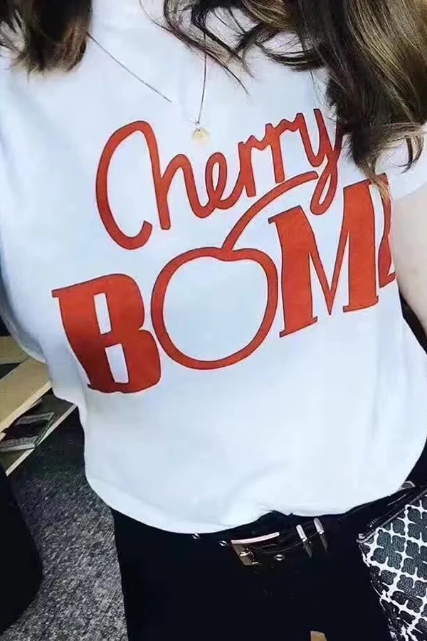 

Lovely Letter Printed White Cotton T-shirt