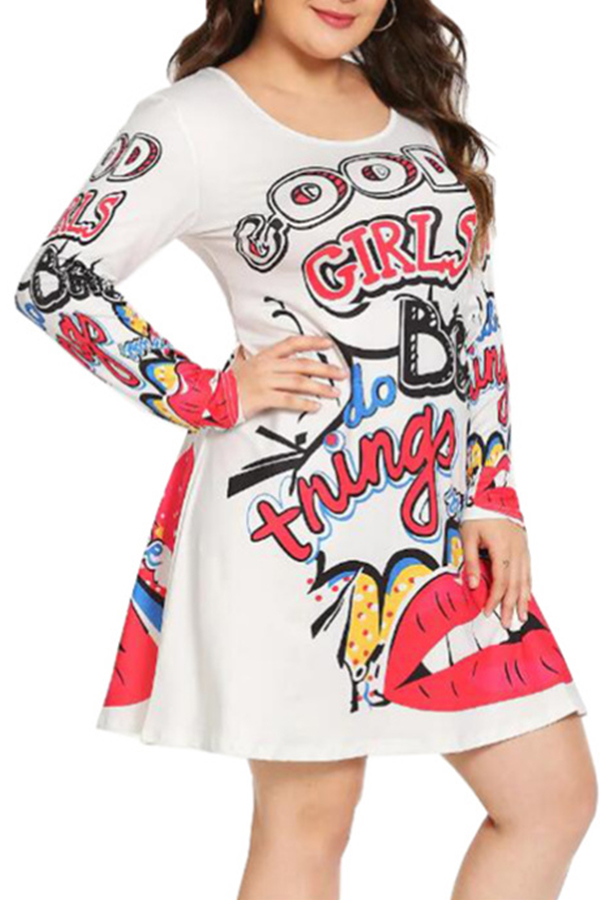 

Lovely Casual Printed White Knee Length Dress