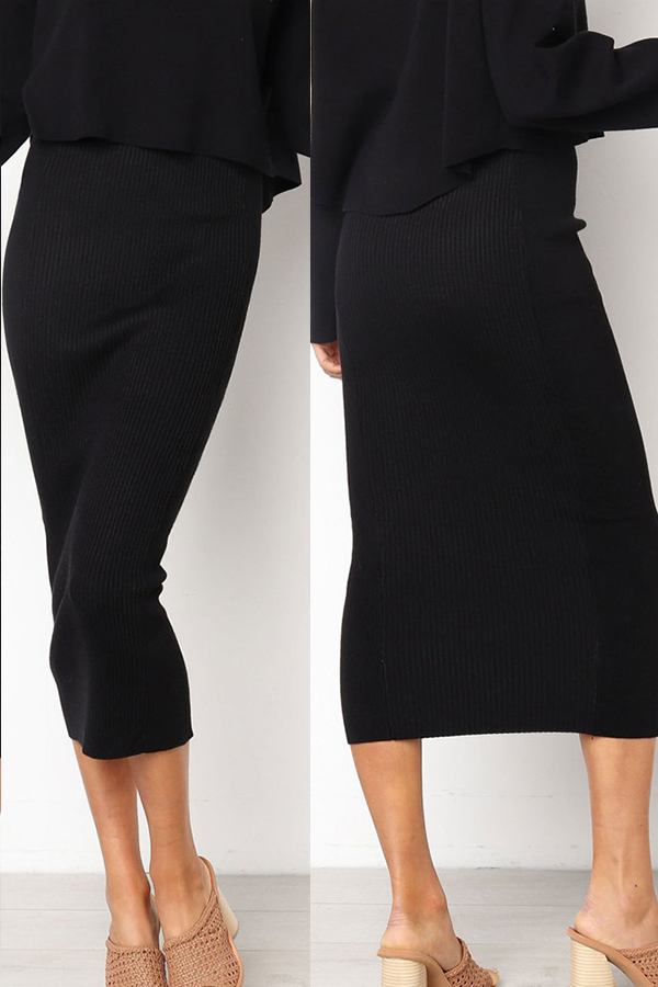 Lovely Casual Straight Black Ankle Length Skirts