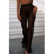 Lovely Sexy See-through Loose Black Pants(Without 