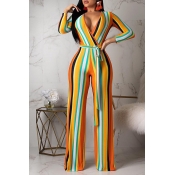 Lovely Casual Striped Yellow One-piece Jumpsuit