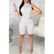 Lovely Sexy Skinny Silver One-piece Rompers