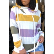 Lovely Casual Striped Multicolor Hoodies