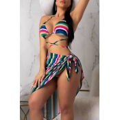 Lovely Sexy Striped Bandage Design Multicolor Two-