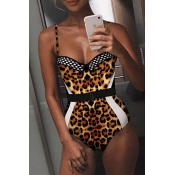 Lovely Trendy Leopard Printed One-piece Swimwear