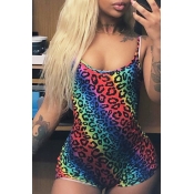 Lovely Sexy Print Skinny Romper(With Elastic)