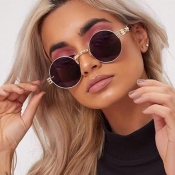 Lovely Stylish Round Frame Metal Sunglasses