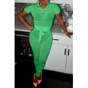 Lovely Sexy Perspective Green Jumpsuit(With Elasti