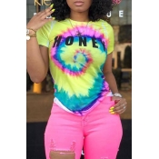 Lovely Leisure Letter Print Yellow T-shirt