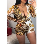 Lovely Casual Printed Yellow One-piece Romper