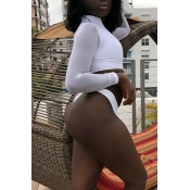 Lovely Sexy Long Sleeves White Two-piece Swimwear
