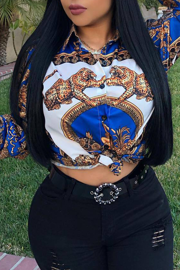 

Lovely Stylish Totem Printed Blue Shirts