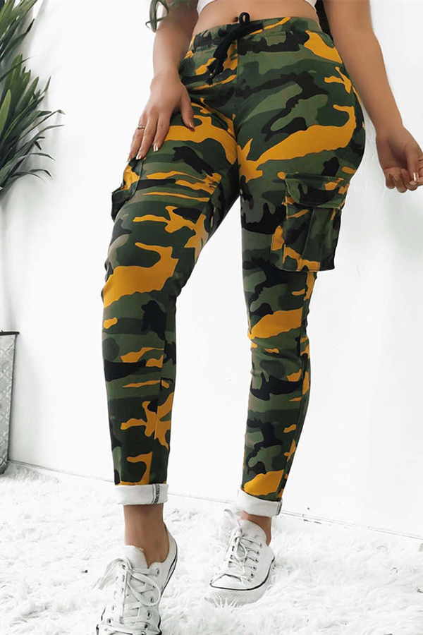 

Lovely Leisure Camouflage Printed Yellow Pants(With Elastic)