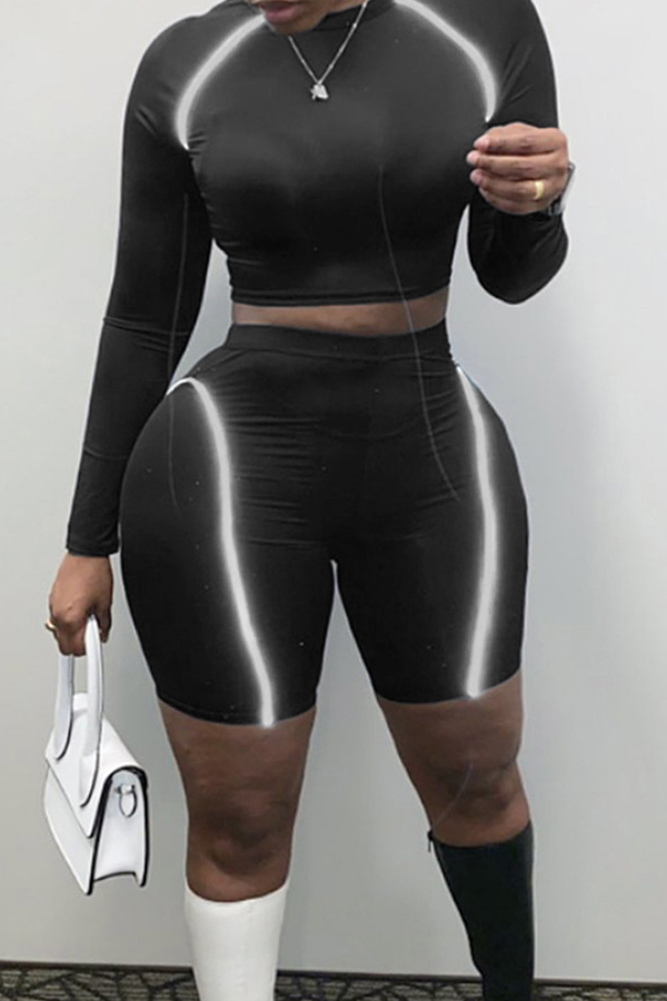 

Lovely Trendy Striped Black Two-piece Pants Set