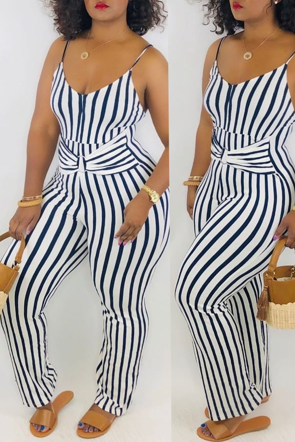 

Lovely Casual Striped Navy One-piece Jumpsuit(With Elastic)