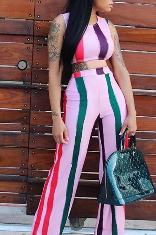 

Lovely Leisure Striped Two-piece Pants Set