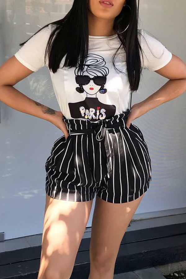 

Lovely Casual Cartoon Printed White T-shirt