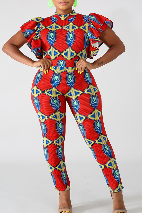 

Lovely Bohemian Flounce Design Multicolor One-piece Jumpsuit