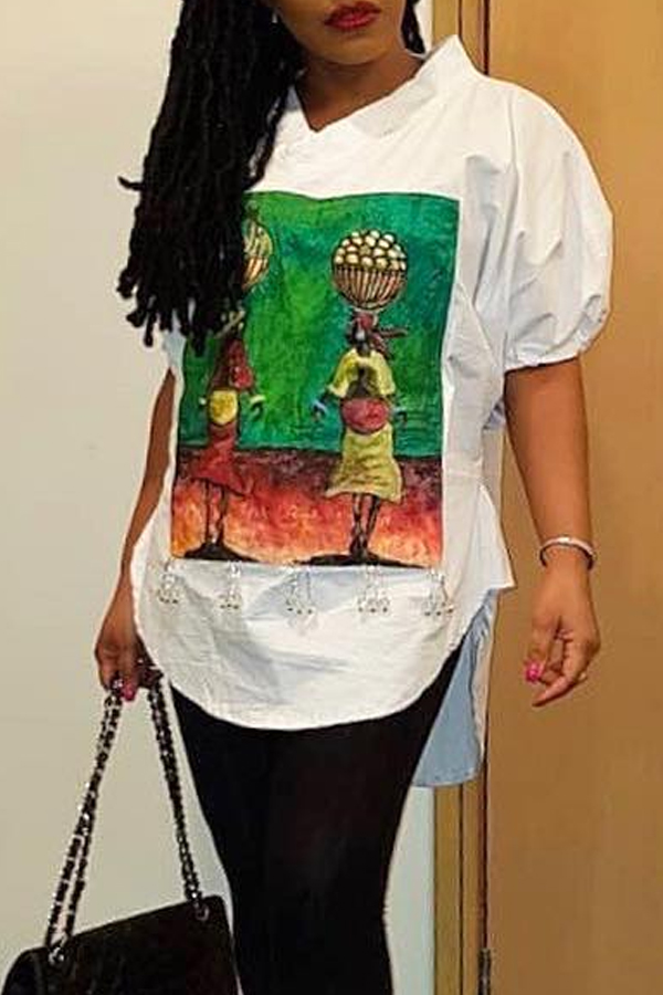 

Lovely Casual Printed White T-shirt