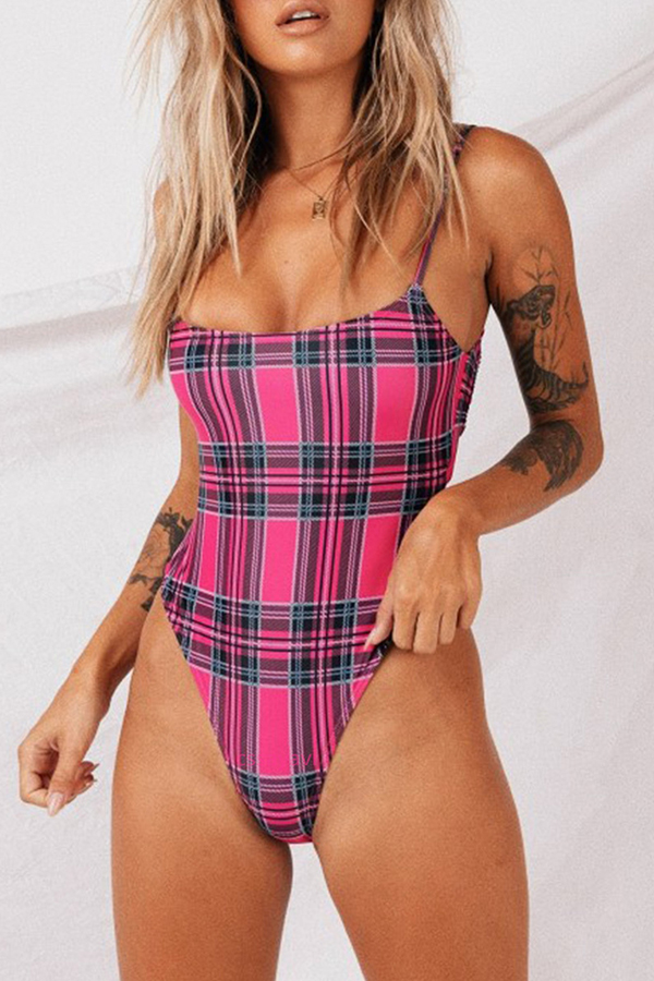 

Lovely Chic Hollowed-out Rose Red One-piece Swimwear