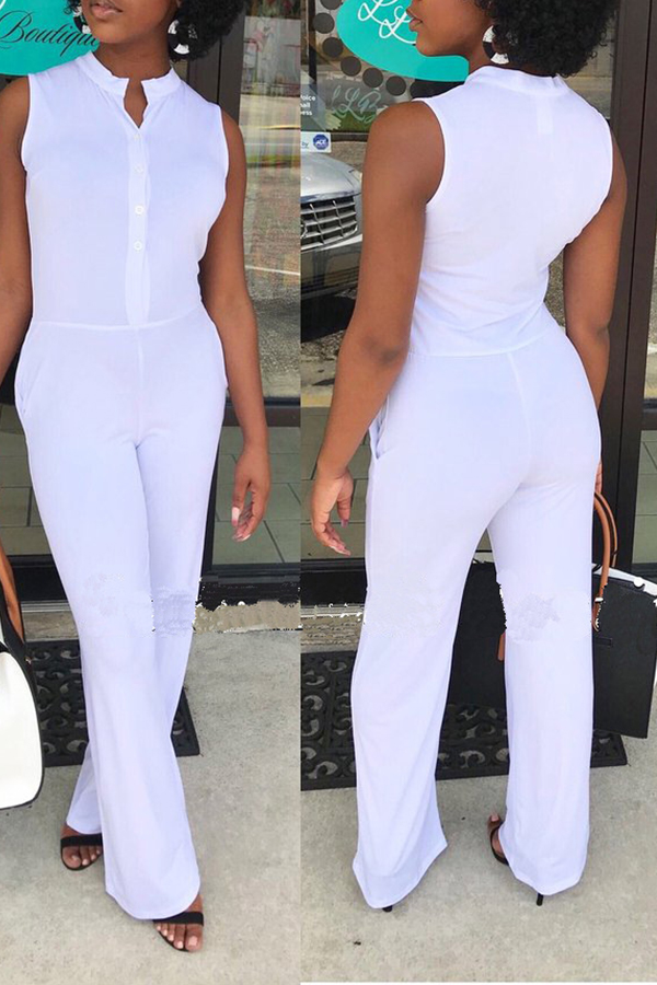 

Lovely Stylish Tank Sleeveless White One-piece Jumpsuit