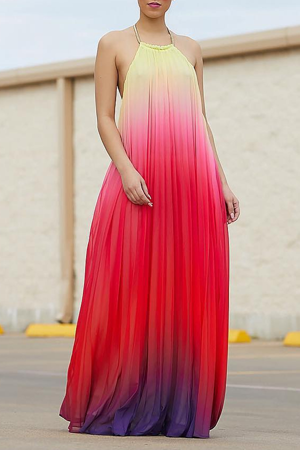 

Lovely Fashion Halter Neck Red Floor Length Dress