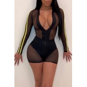 Lovely Sexy See-through Yellow One-piece Romper (W