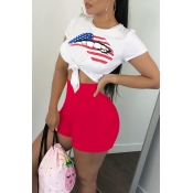 Lovely Leisure Printed Red Two-piece Shorts Set