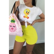 Lovely Work Printed Yellow Two-piece Shorts Set