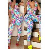Lovely Sexy Printed Hollow-out One-piece Jumpsuit