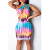 Lovely One Shoulder Hollow-out Mini Dress