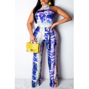 Lovely Bohemian Halter Neck Printed Blue One-piece