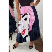 Lovely Sweet Portrait Printed Pink Ankle Length Sk