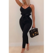 Lovely Stylish Bow-tie Black One-piece Jumpsuit