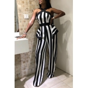 Lovely Stylish Off The Shoulder Striped Black-whit