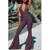 Lovely Sexy Deep V Neck Dot Printed One-piece Jump