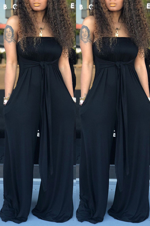 

Lovely Casual Off The Shoulder Black One-piece Jumpsuit