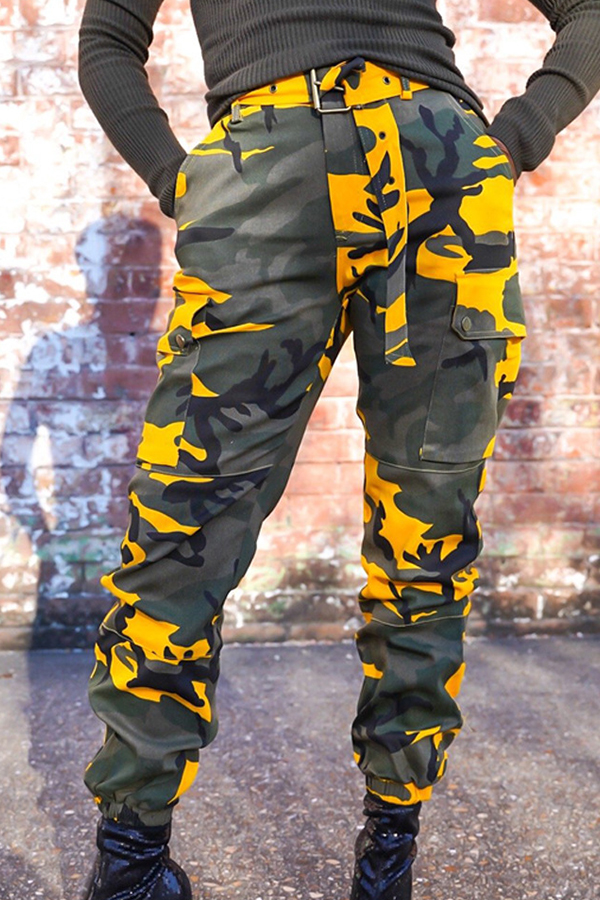 

Lovely Stylish Camouflage Printed Yellow Pants