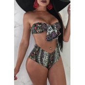 Lovely Knot Design Printed Two-piece Swimwear
