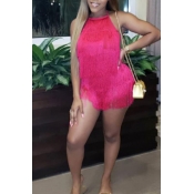 Lovely Chic Halter Tassel Design Rose Red Mini Eve