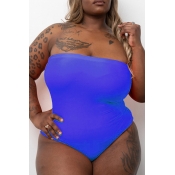 Lovely Off The Shoulder Blue One-piece Swimwear
