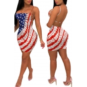 Lovely Independence Day Sexy Printed Backless Mult