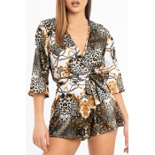 Lovely Bohemian Printed Coffee One-piece Romper