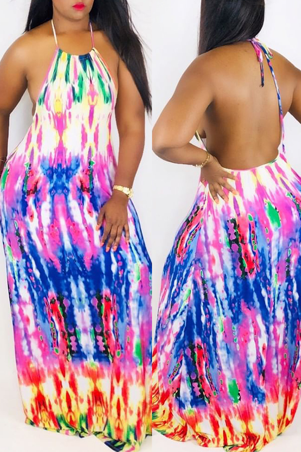 

Lovely Stylish Tie-dye Purple Maxi Dress